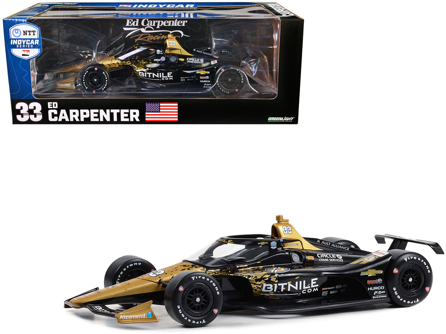 Greenlight Dallara IndyCar #33 Ed Carpenter "Bitnile" Ed Carpenter Racing "NTT IndyCar Series" (2023) 1/18 Diecast Model Car by Greenlight