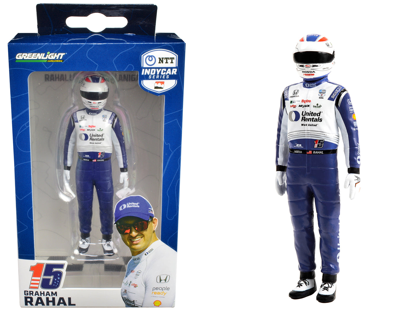 Greenlight "NTT IndyCar Series" #15 Graham Rahal Driver Figure "United Rentals - Rahal Letterman Lanigan Racing" for 1/18 Scale Models by Greenlight