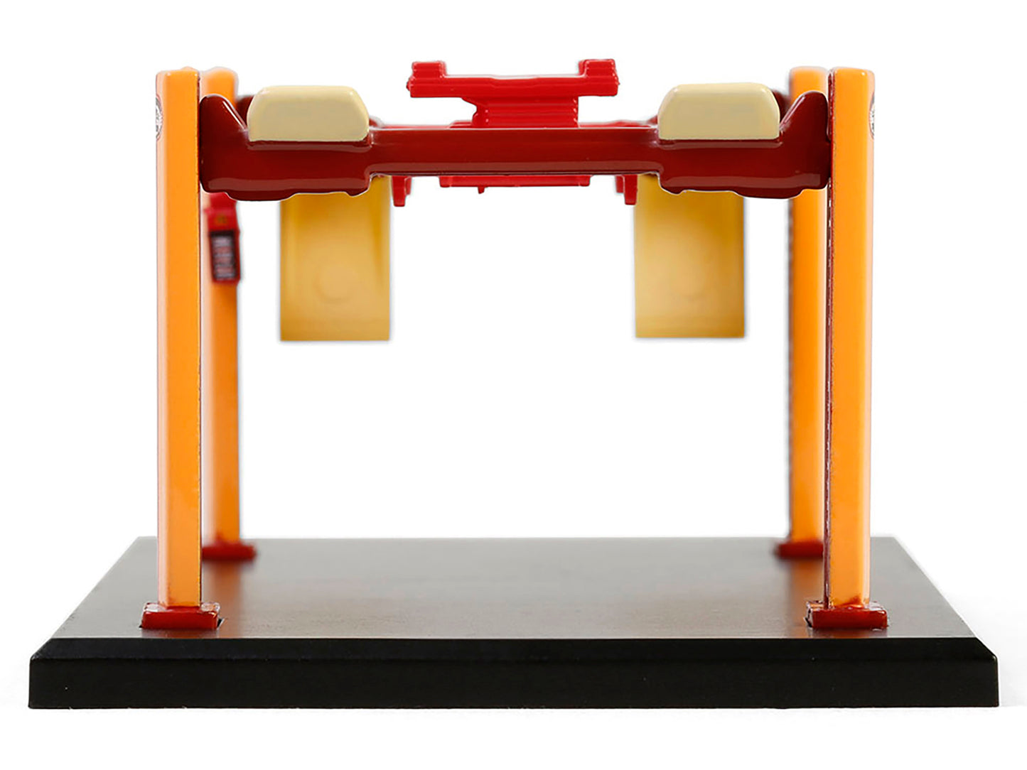 Greenlight Adjustable Four-Post Lift "Busted Knuckle Garage" Red and Yellow "Four-Post Lifts" Series 6 1/64 Diecast Model by Greenlight