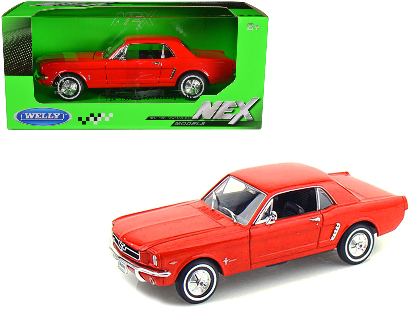 Welly 1964 1/2 Ford Mustang Coupe Hardtop Red 1/24 Diecast Model Car by Welly
