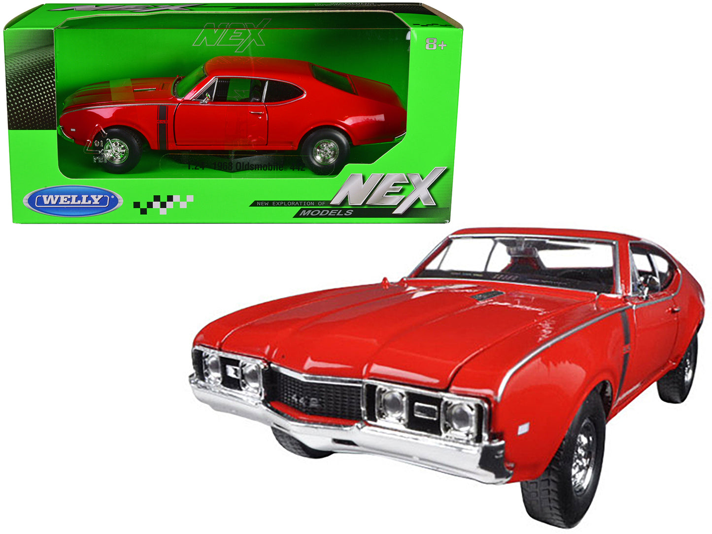 Welly 1968 Oldsmobile 442 Red 1/24 Diecast Model Car by Welly