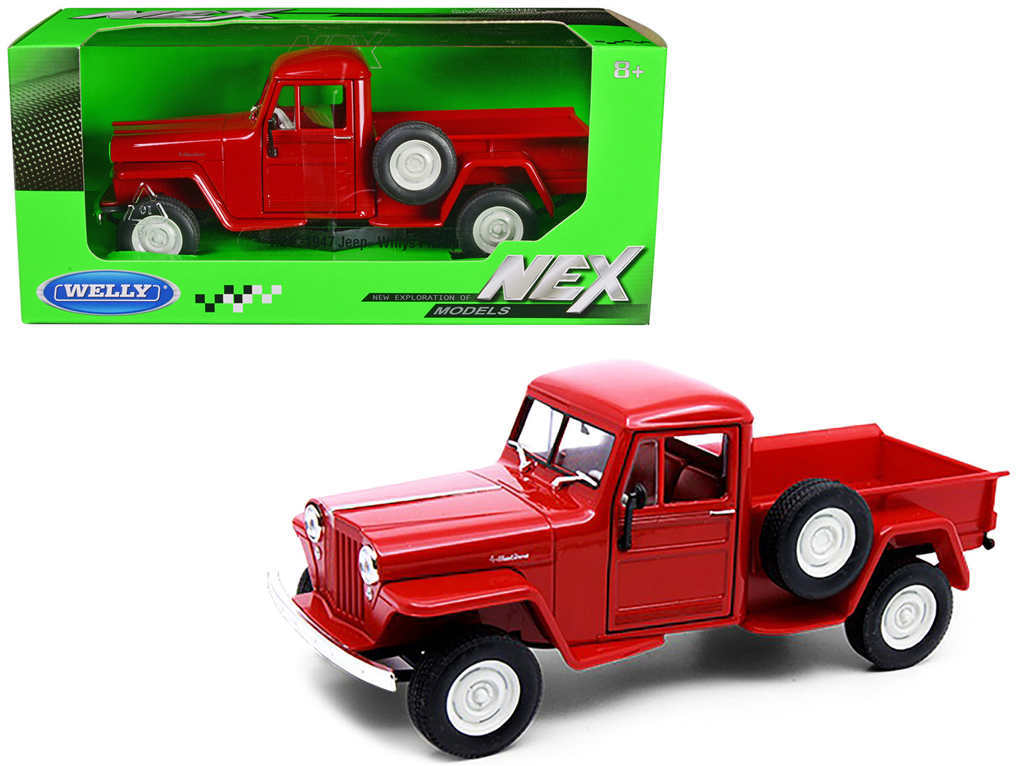 Welly 1947 Jeep Willys Pickup Truck Red "NEX Models" Series 1/24 Diecast Model Car by Welly