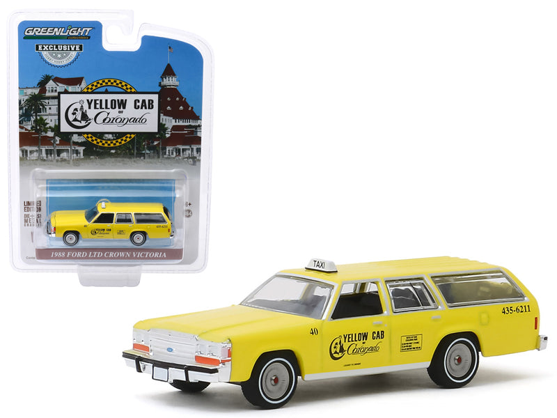 Greenlight 1988 Ford LTD Crown Victoria Wagon Taxicab "Yellow Cab of Coronado" (California) "Hobby Exclusive" 1/64 Diecast Model Car by Greenlight