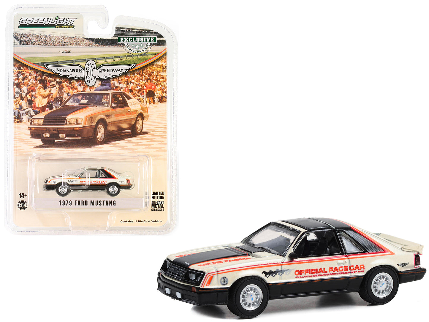 Greenlight 1979 Ford Mustang Official Pace Car "63rd Annual Indianapolis 500 Mile Race" "Hobby Exclusive" Series 1/64 Diecast Model Car by Greenlight