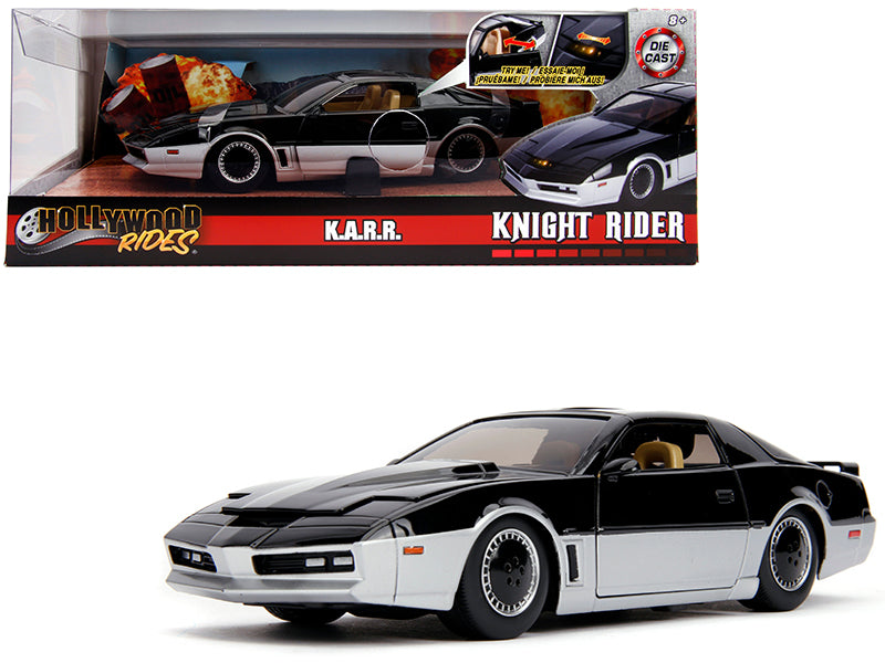 Jada K.A.R.R. Black and Silver with Light "Knight Rider" (1982) TV Series "Hollywood Rides" Series 1/24 Diecast Model Car by Jada