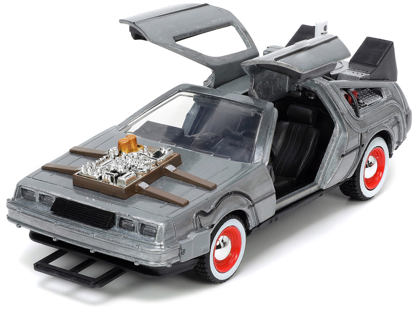 Jada DeLorean DMC (Time Machine) Brushed Metal "Back to the Future Part III" (1990) Movie "Hollywood Rides" Series 1/32 Diecast Model Car by Jada