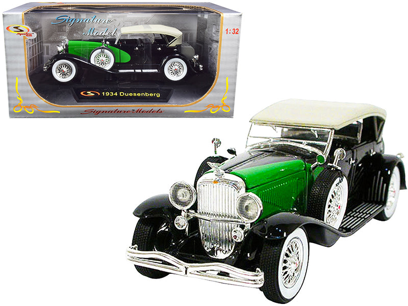 Signature Models 1934 Duesenberg Black and Green 1/32 Diecast Model Car by Signature Models