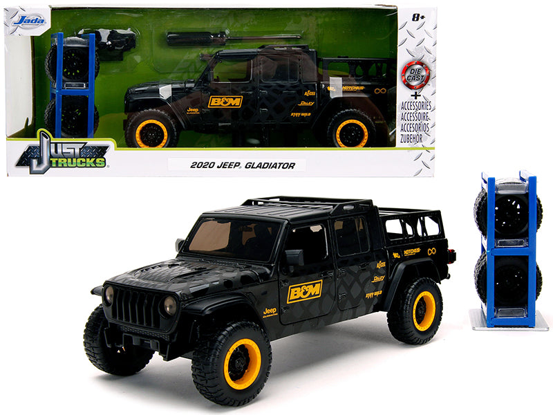 Jada 2020 Jeep Gladiator Pickup Truck "B&M" Black with Graphics with Extra Wheels "Just Trucks" Series 1/24 Diecast Model Car by Jada