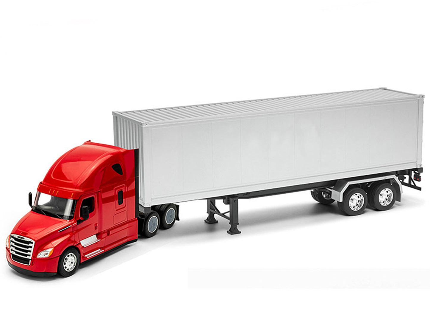 Welly Freightliner Cascadia Truck Red with Gray Container "Transporter" Series 1/32 Diecast Model by Welly