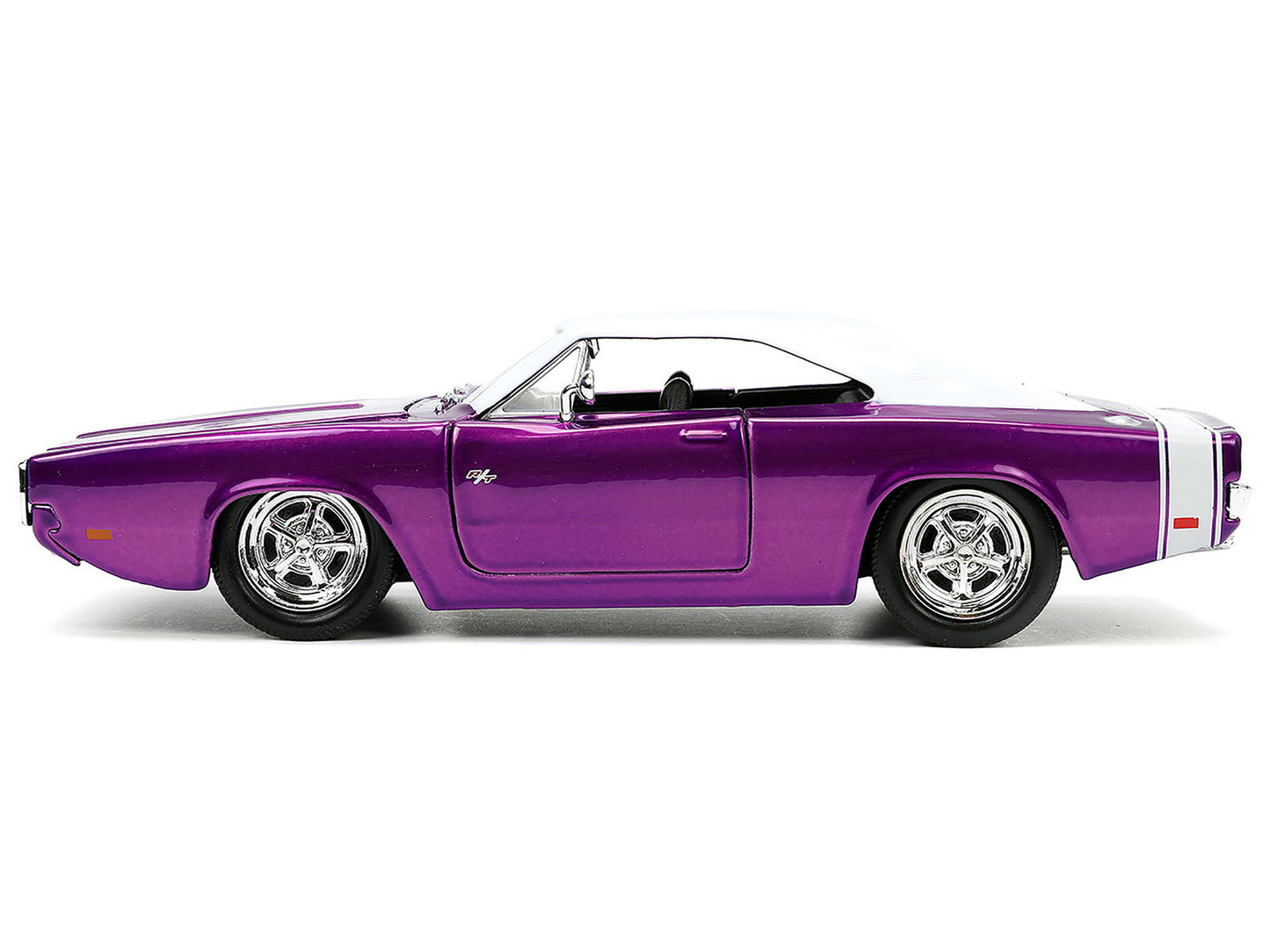 Jada 1970 Dodge Charger R/T Purple Metallic with White Top and Tail Stripe "Bigtime Muscle" Series 1/24 Diecast Model Car by Jada