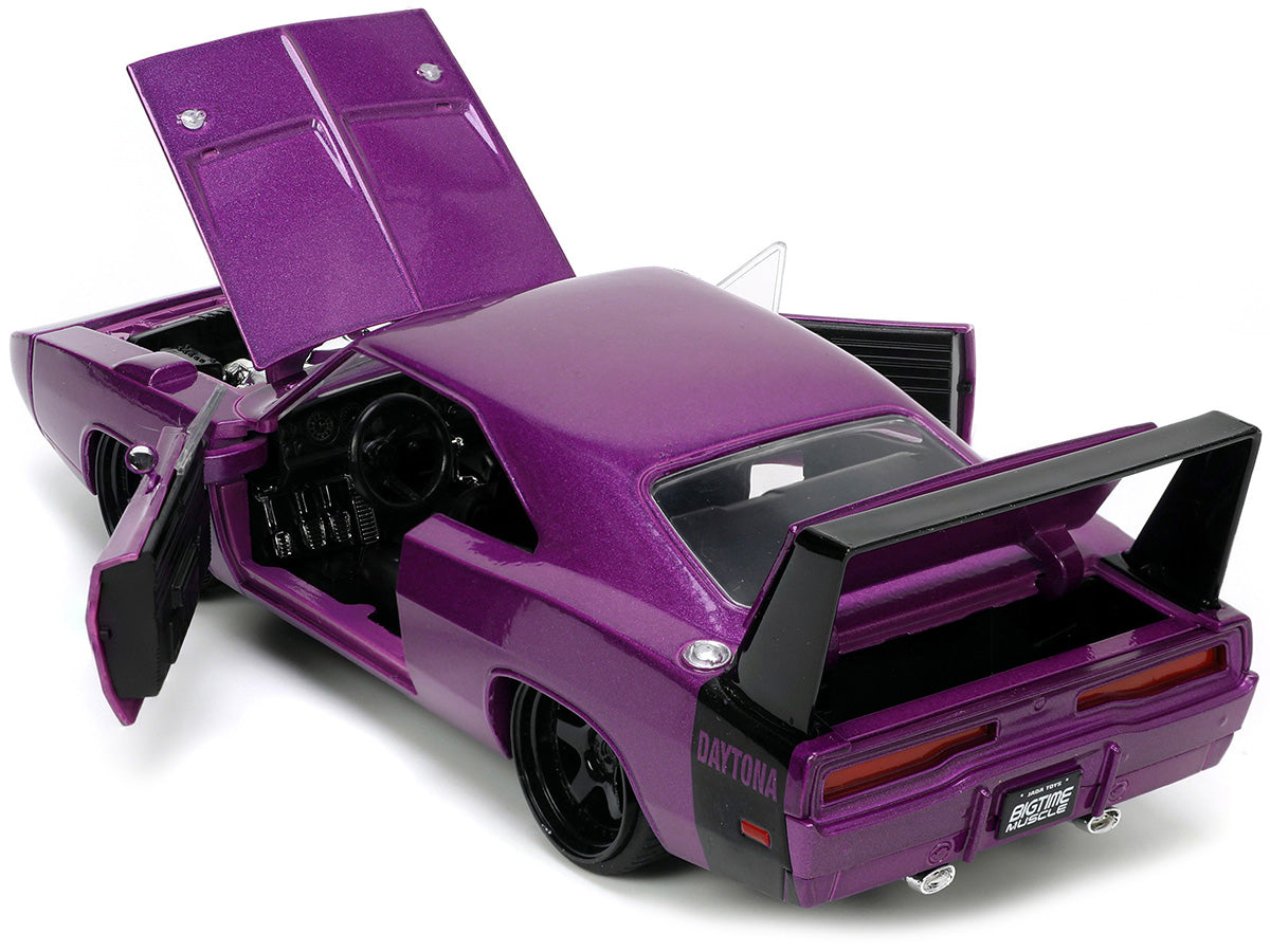 Jada 1969 Dodge Charger Daytona Purple Metallic with Black Tail Stripe "Bigtime Muscle" Series 1/24 Diecast Model Car by Jada