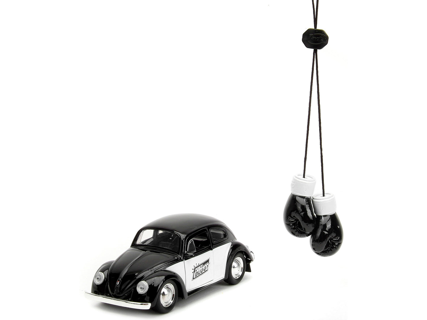 Jada 1959 Volkswagen Beetle "Punch Buggy" Black and White and Boxing Gloves Accessory "Punch Buggy" Series 1/32 Diecast Model Car by Jada