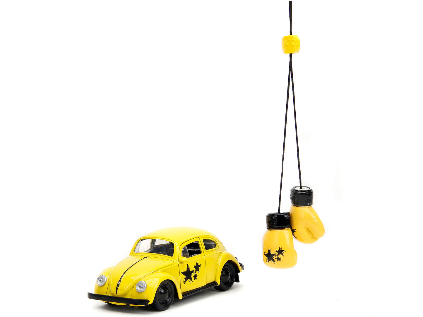 Jada 1959 Volkswagen Beetle Yellow with Black Graphics and Boxing Gloves Accessory "Punch Buggy" Series 1/32 Diecast Model Car by Jada