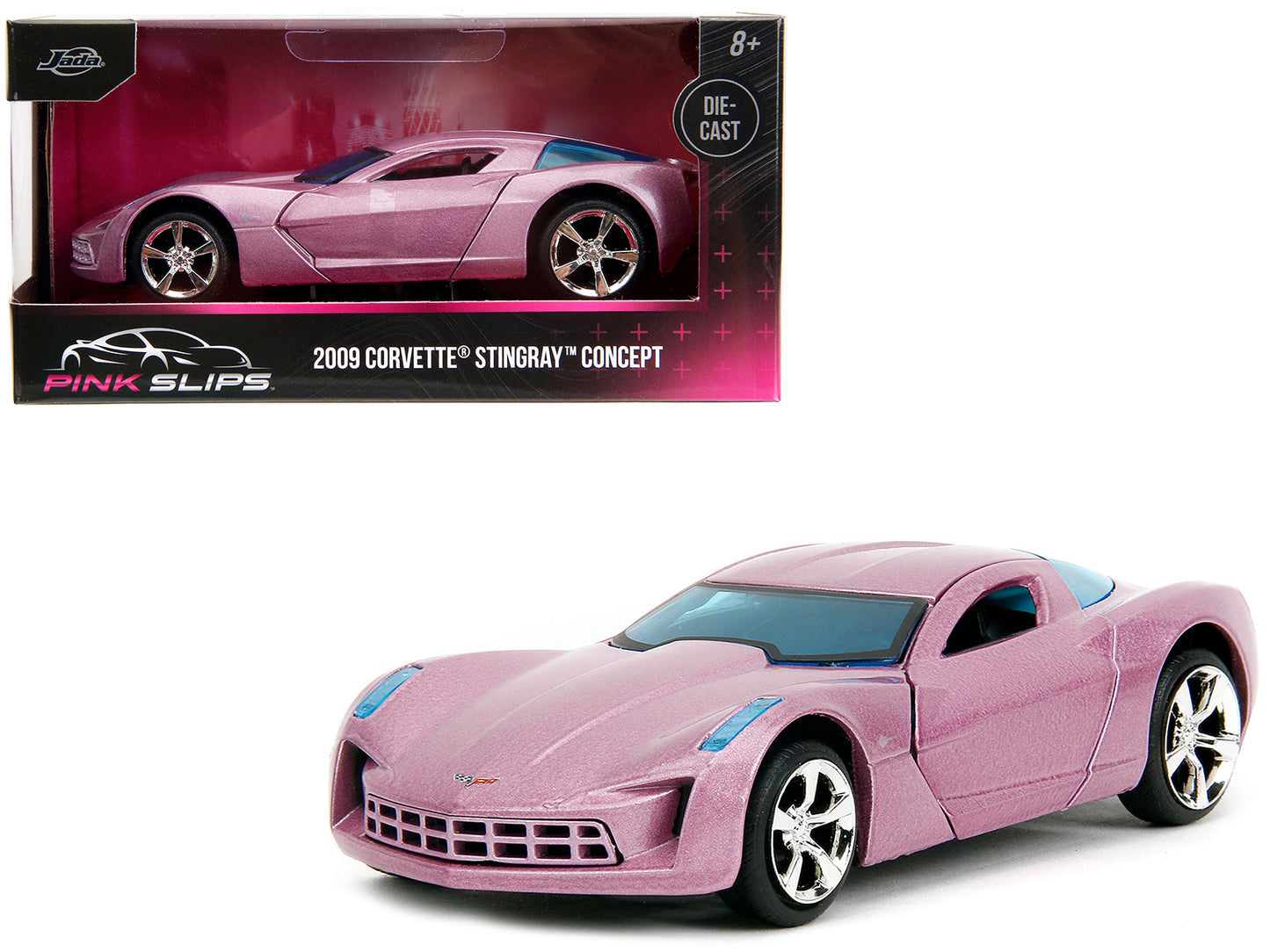 Jada 2009 Chevrolet Corvette Stingray Concept Pink Metallic with Blue Tinted Windows "Pink Slips" Series 1/32 Diecast Model Car by Jada