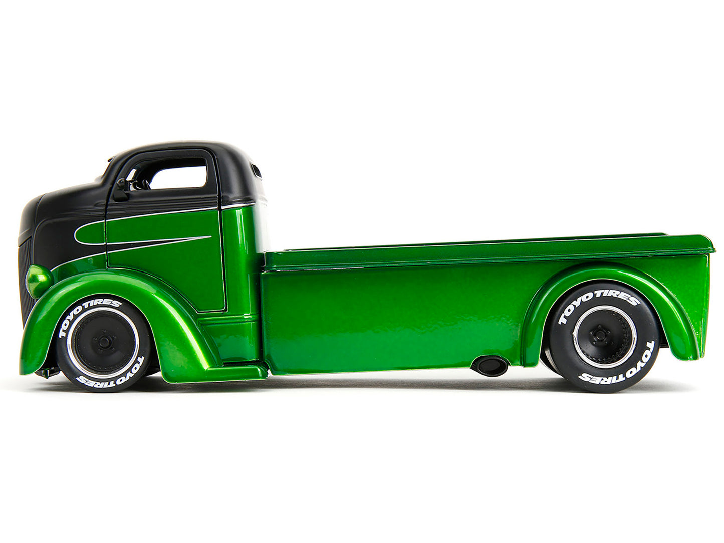 Jada 1947 Ford COE Flatbed Truck Green Metallic and Matt Black "Toyo Tires" with Extra Wheels "Just Trucks" Series 1/24 Diecast Model Car by Jada