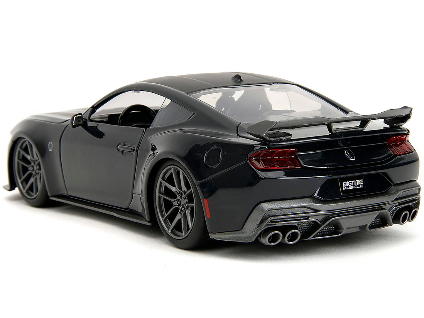 Jada 2024 Ford Mustang Dark House Black Metallic with Matt Black Hood and Top "Bigtime Muscle" Series 1/24 Diecast Model Car by Jada