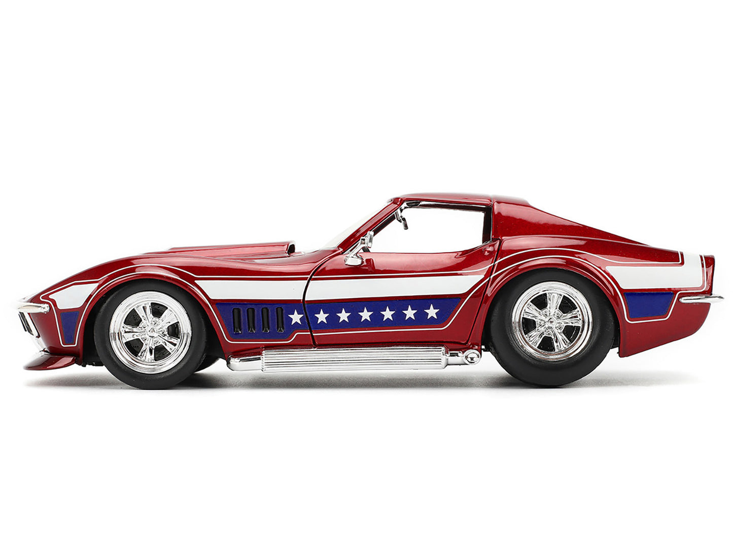 Jada 1969 Chevrolet Corvette Stingray ZL1 Red Metallic with Stars and Stripes Graphics "Bigtime Muscle" Series 1/24 Diecast Model Car by Jada