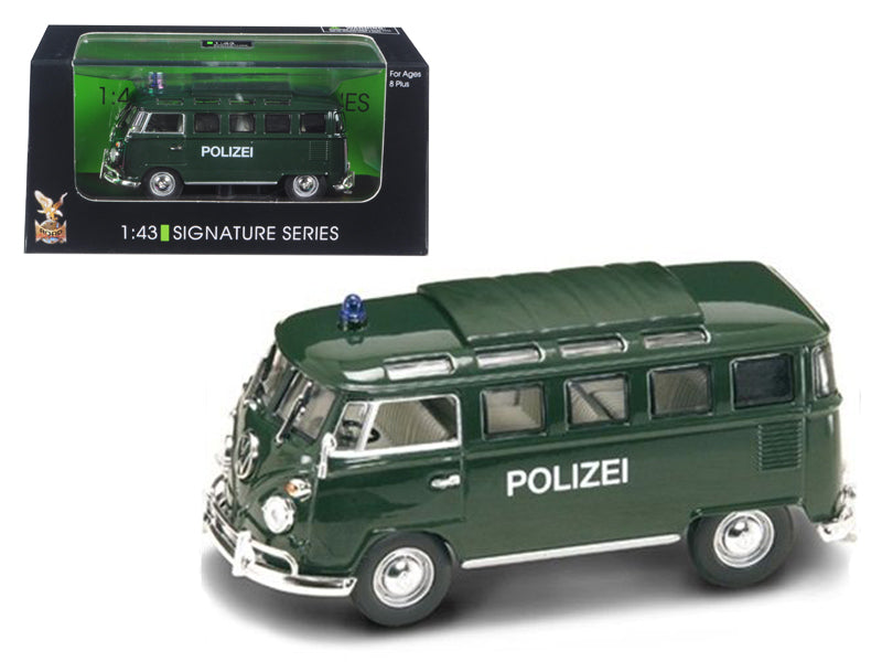 Road Signature 1962 Volkswagen Microbus Police Green 1/43 Diecast Car Model by Road Signature