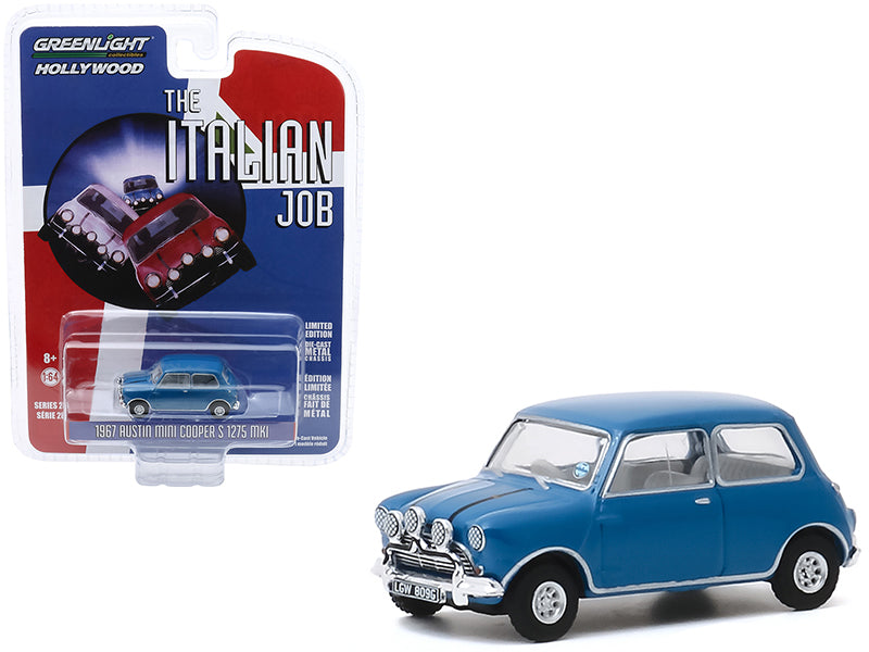 Greenlight 1967 Austin Mini Cooper S 1275 MkI Blue "The Italian Job" (1969) Movie "Hollywood Series" Release 28 1/64 Diecast Model Car by Greenlight