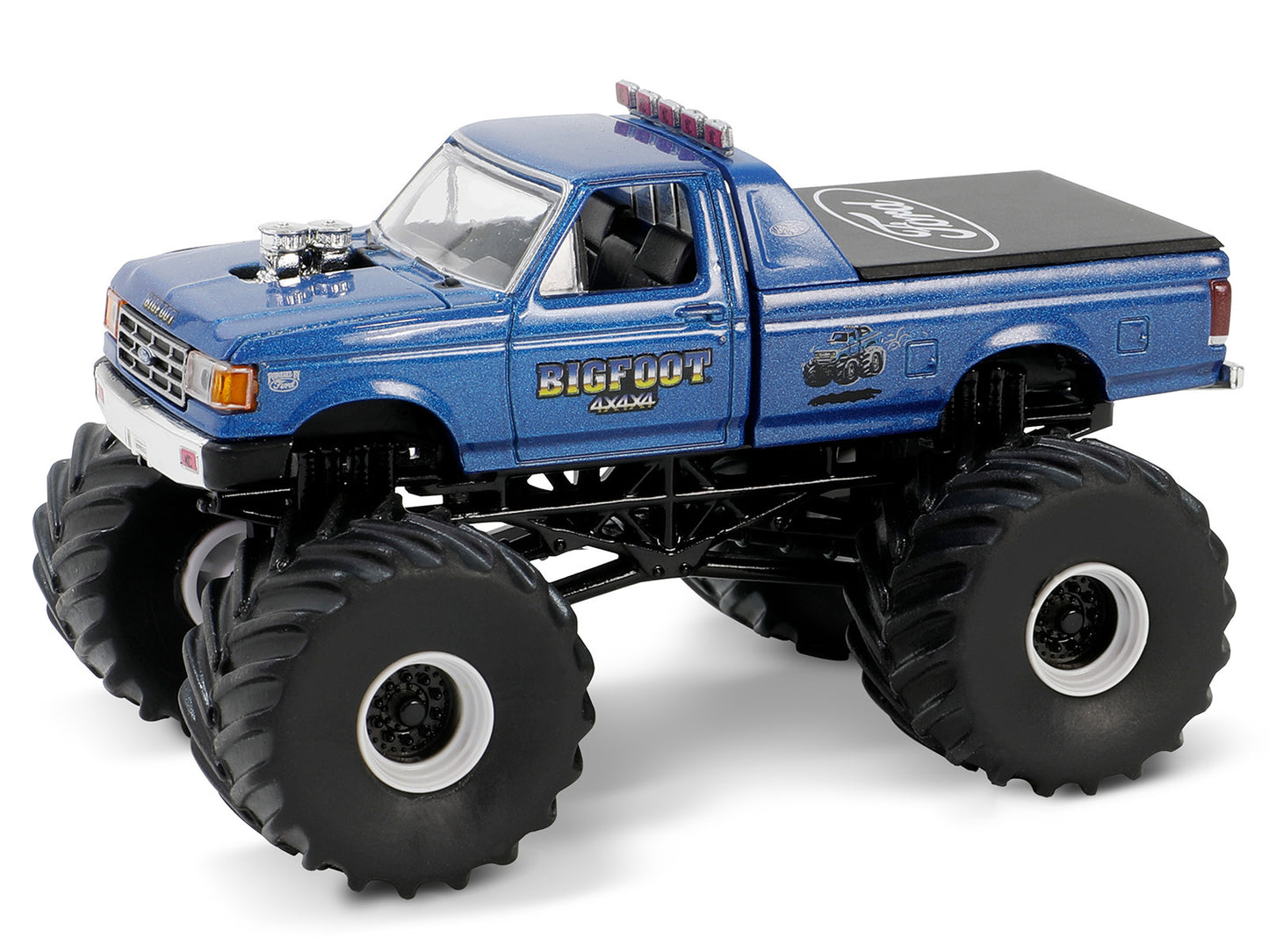Greenlight 1987 Ford F-250 Monster Truck Blue Metallic "Bigfoot #6" "Kings of Crunch" Series 15 1/64 Diecast Model Car by Greenlight