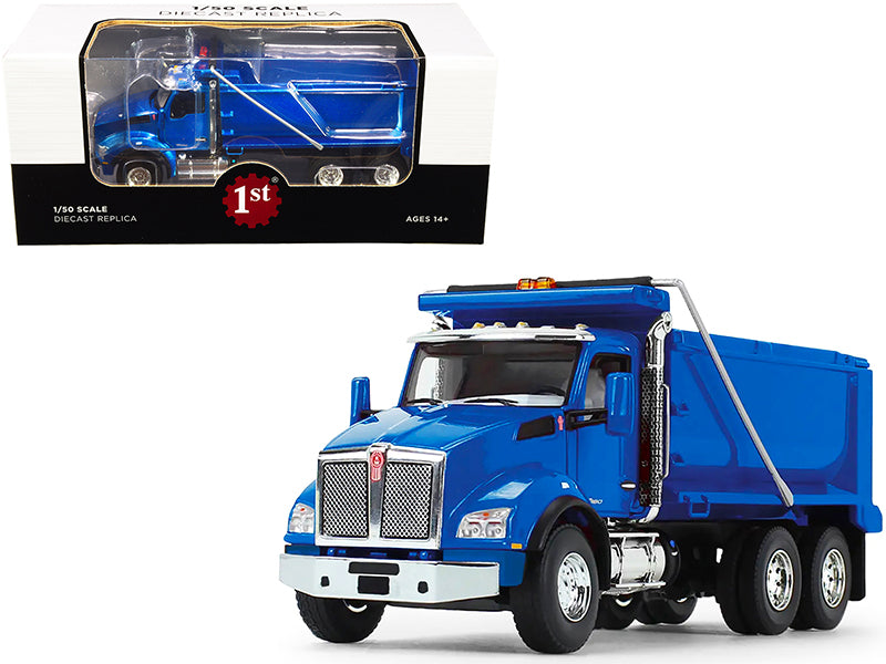 First Gear Kenworth T880 Dump Truck Surf Blue Metallic 1/50 Diecast Model by First Gear