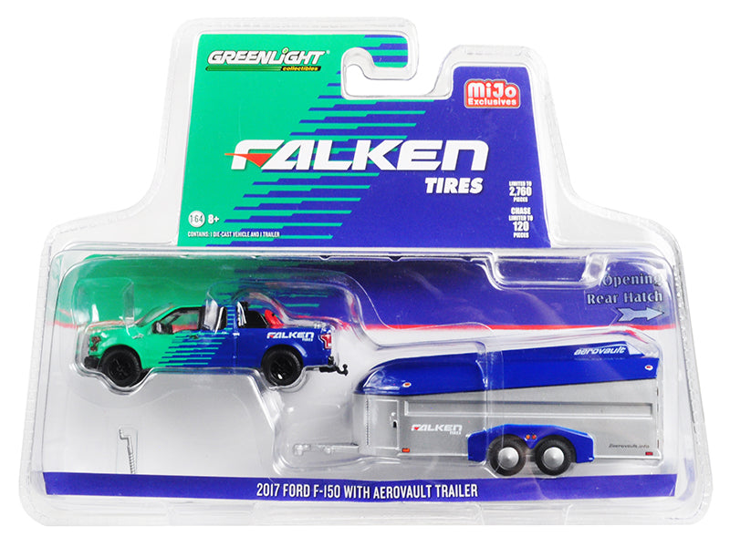 Greenlight 2017 Ford F-150 Pickup Truck and Aerovault Trailer "Falken Tires" Limited Edition to 2760 pieces Worldwide 1/64 Diecast Model Car by Greenlight