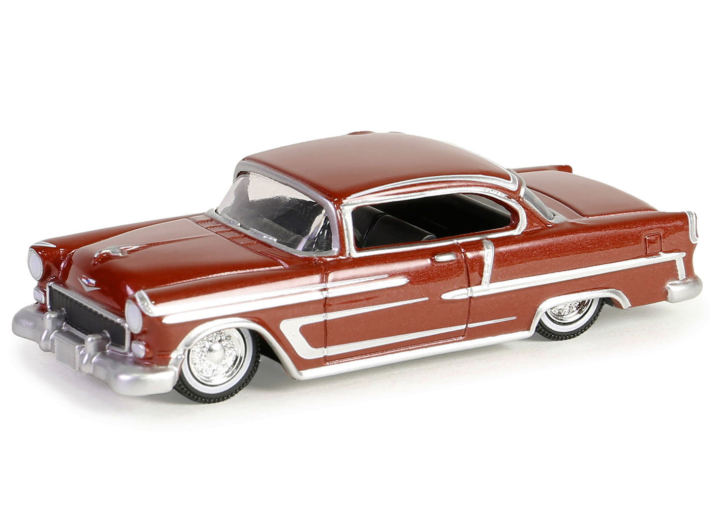 Greenlight 1955 Chevrolet Bel Air Lowrider Red Metallic and Silver "California Lowriders" Series 5 1/64 Diecast Model Car by Greenlight