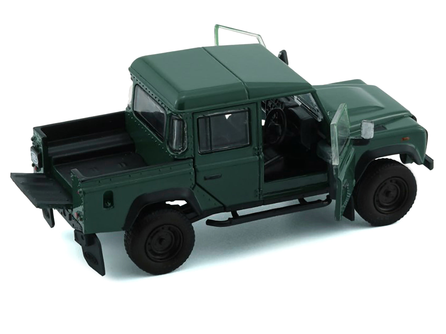 BM Creations Land Rover Defender 110 Pickup Truck Green with Extra Wheels 1/64 Diecast Model Car by BM Creations