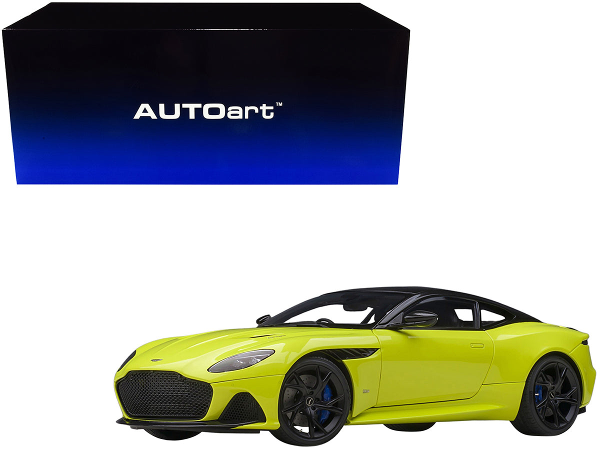Autoart Aston Martin DBS Superleggera RHD (Right Hand Drive) Lime Essence Green Metallic with Carbon Top and Carbon Accents 1/18 Model Car by Autoart