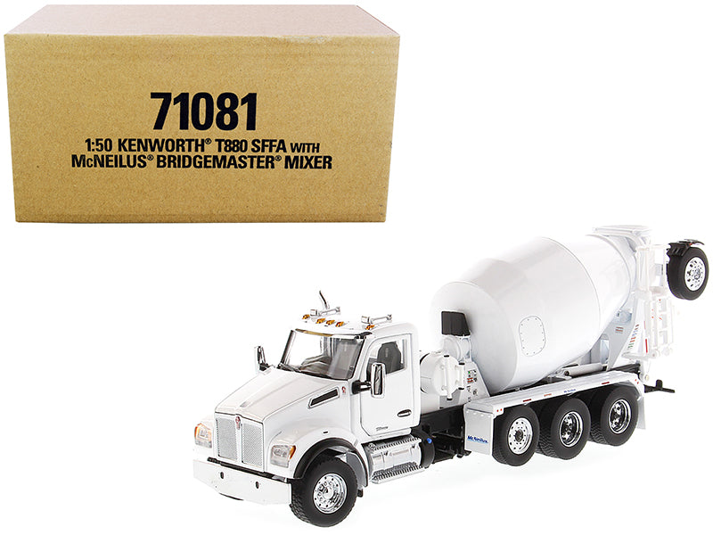 Diecast Masters Kenworth T880 SFFA with McNeilus Bridgemaster Concrete Mixer White "Transport Series" 1/50 Diecast Model by Diecast Masters