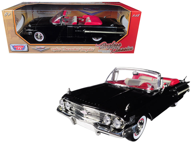 Motormax 1960 Chevrolet Impala Convertible Black 1/18 Diecast Car Model by Motormax
