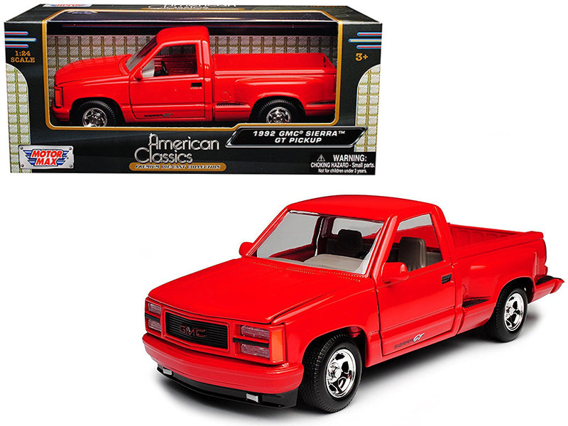 Motormax 1992 GMC Sierra GT Red Pickup Truck 1/24 Diecast Model by Motormax