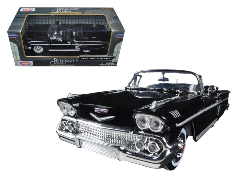 Motormax 1958 Chevrolet Impala Convertible Black 1/24 Diecast Model Car by Motormax