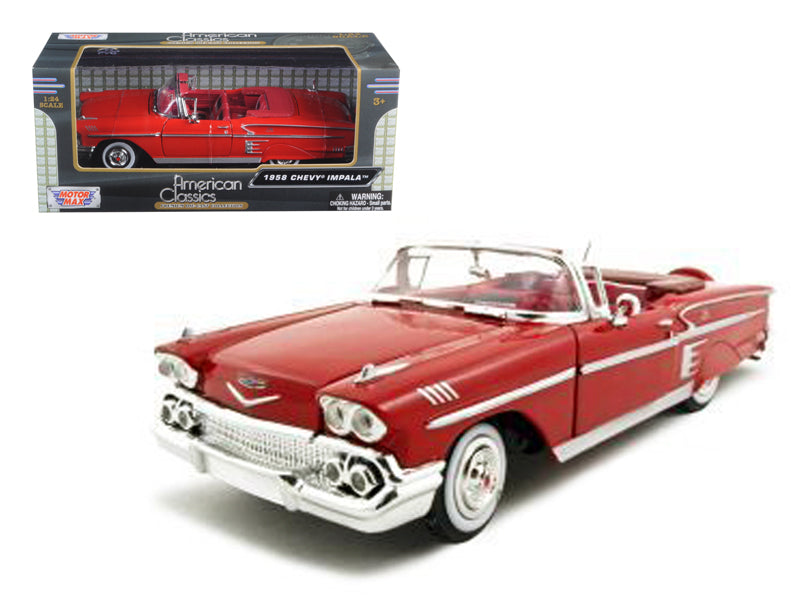 Motormax 1958 Chevrolet Impala Convertible Red 1/24 Diecast Model Car by Motormax