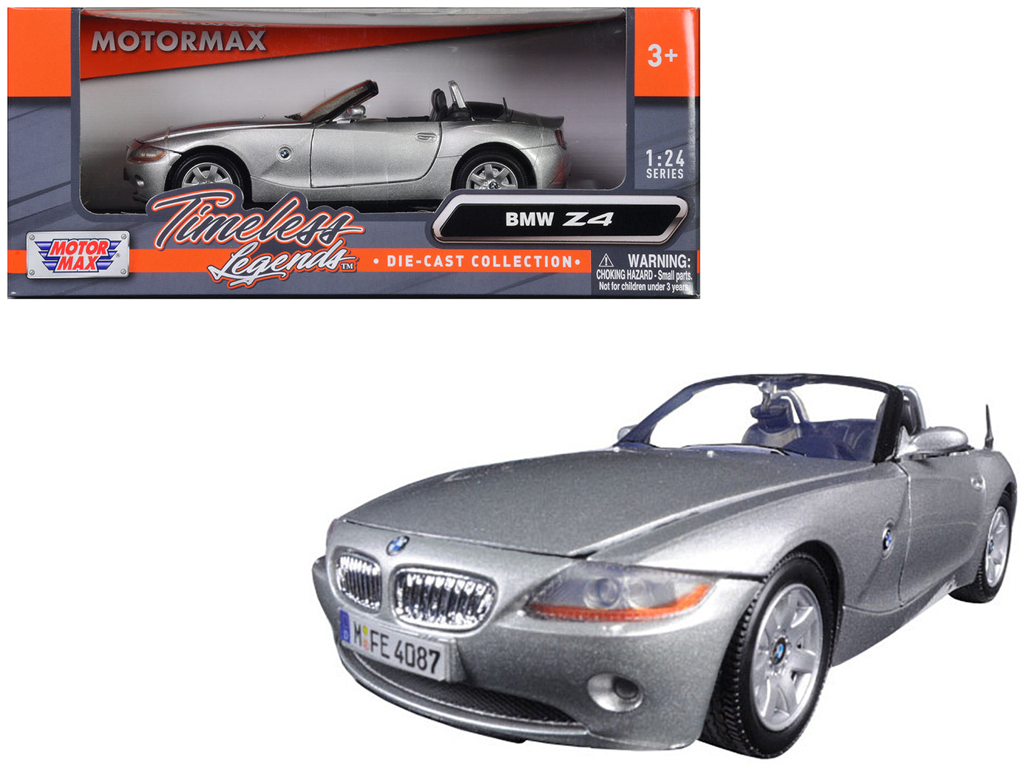 Motormax BMW Z4 Silver 1/24 Diecast Model Car by Motormax