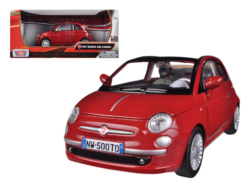 Motormax Fiat 500 Nuova Cabrio Red 1/24 Diecast Model Car by Motormax