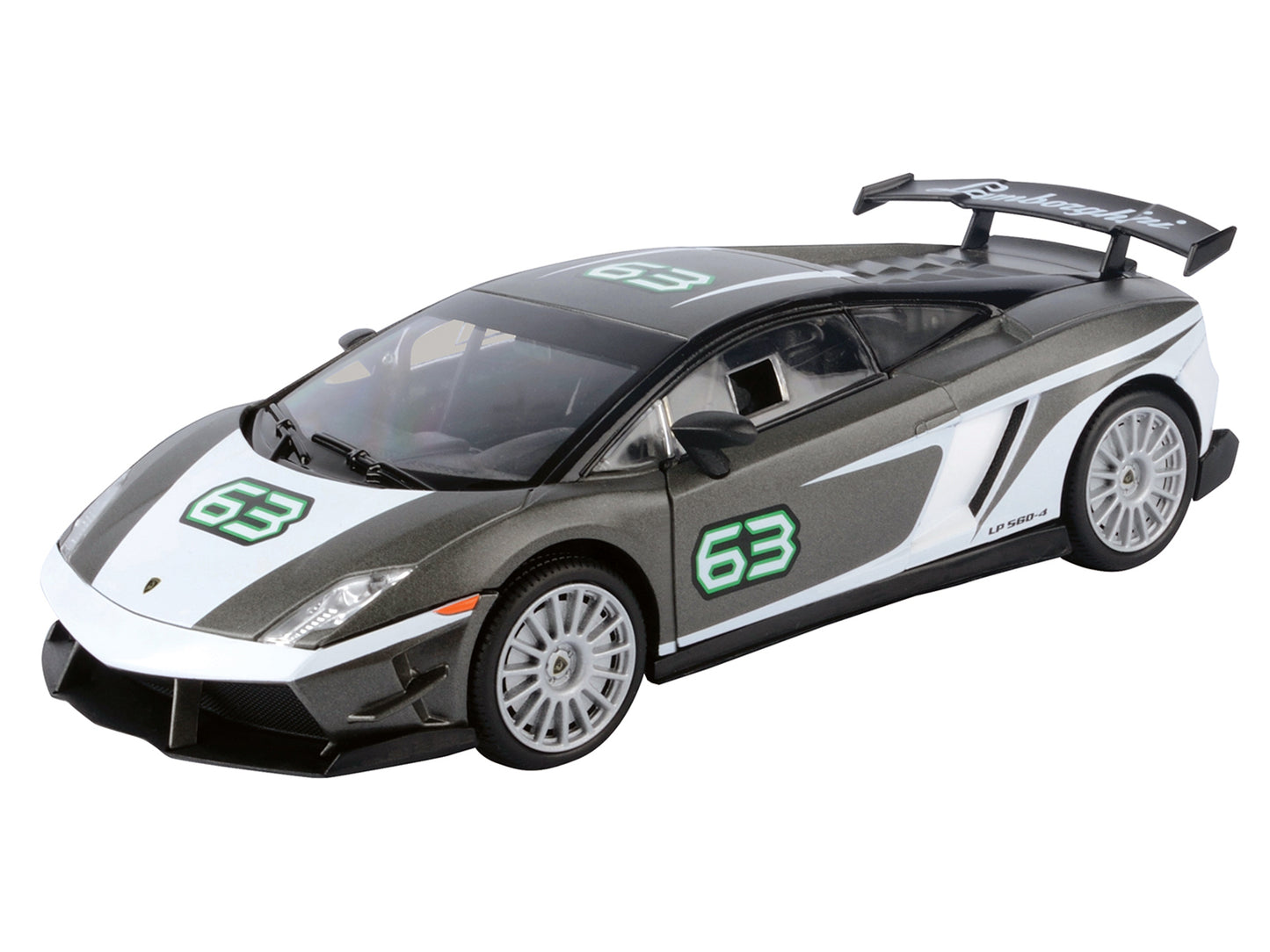 Motormax Lamborghini Gallardo LP 560-4 Super Trofeo #63 Gray Metallic and White "GT Racing" Series 1/24 Diecast Model Car by Motormax