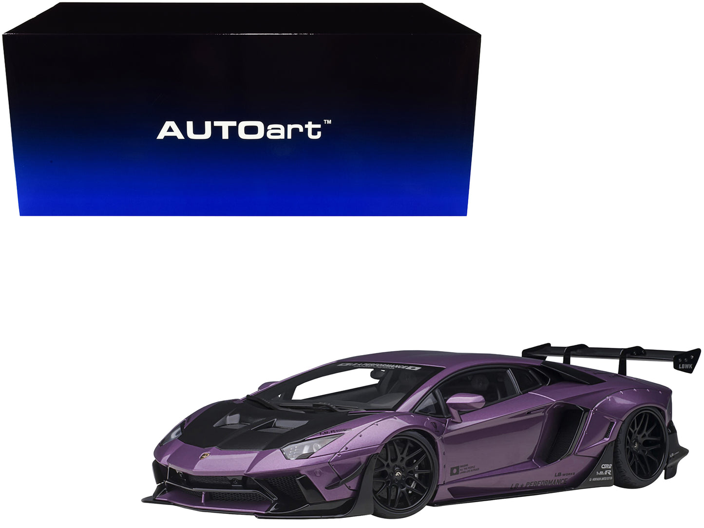 Autoart Lamborghini Aventador Liberty Walk LB-Works Viola SE30 Purple Metallic with Carbon Hood Limited Edition 1/18 Model Car by Autoart