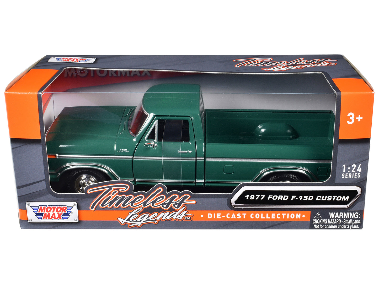 Motormax 1977 Ford F-150 Custom Pickup Truck Green "Timeless Legends" Series 1/24 Diecast Model Car by Motormax
