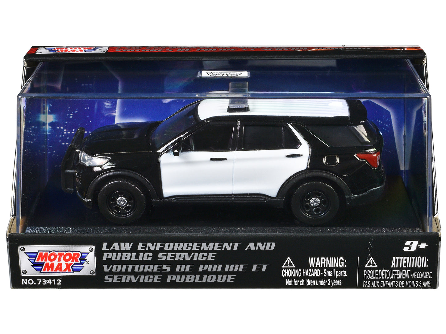 Motormax 2022 Ford Police Interceptor Utility Black and White Unmarked "Law Enforcement and Public Service" Series 1/43 Diecast Model Car by Motormax