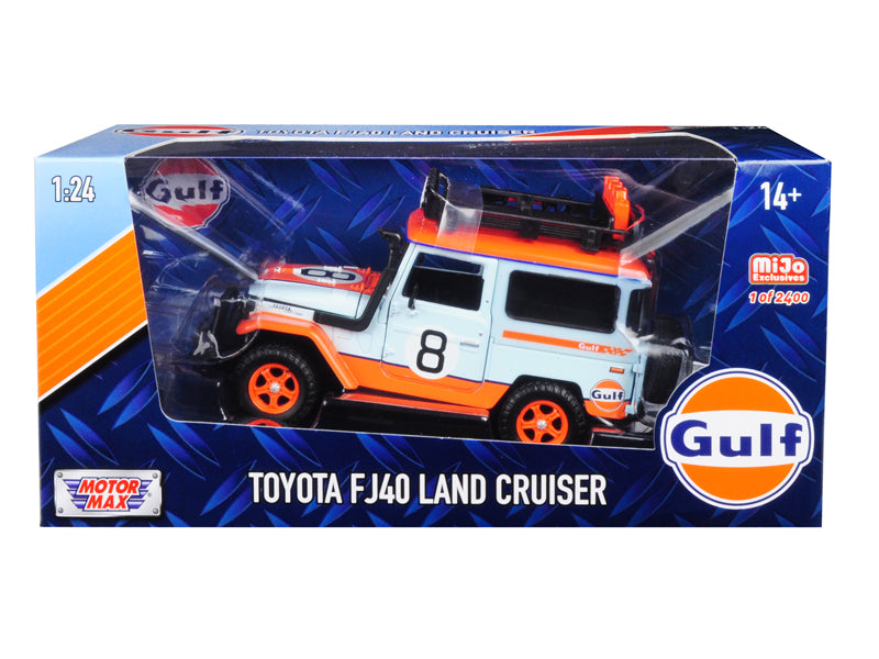 Motormax Toyota FJ40 Land Cruiser #8 "Gulf Oil" White Limited Edition to 2400 pieces Worldwide 1/24 Diecast Model Car by Motormax