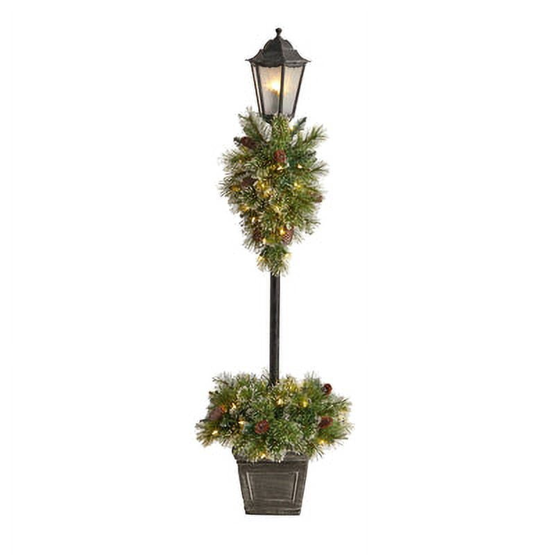 5' Pre-Lit Lamp Post with Greenery Container & LEDs