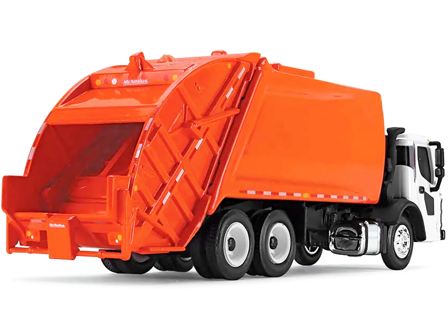First Gear Mack LR with McNeilus Rear Load Refuse Body Orange and White 1/87 (HO) Diecast Model by First Gear