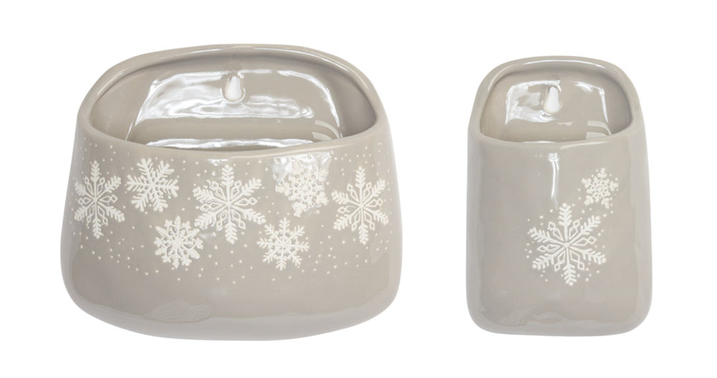 Stoneware Wall Pocket with Snowflake Design (Set of 2)