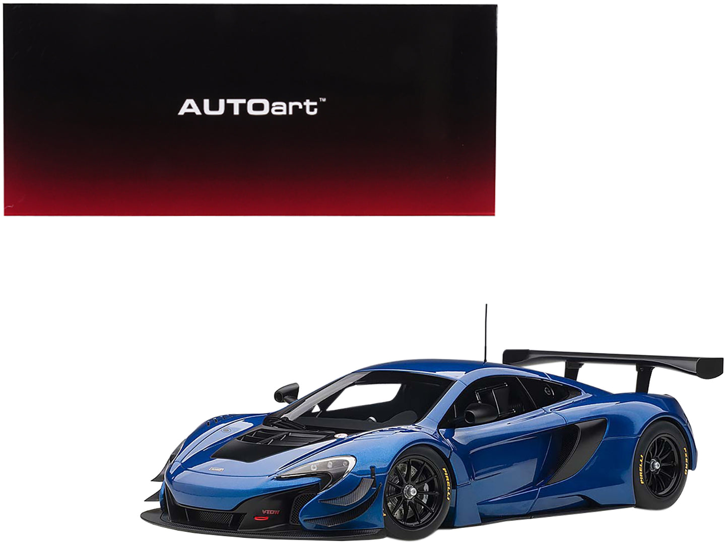 Autoart Mclaren 650S GT3 Azure Blue with Black Accents 1/18 Model Car by Autoart