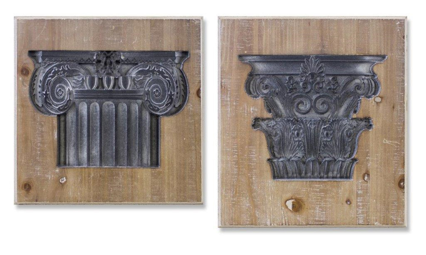 Vintage Pillar Design Wall Plaque (Set of 2)