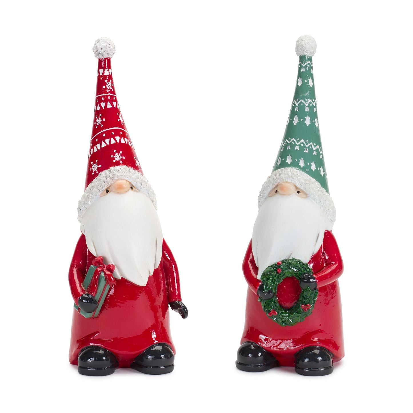 Holiday Gnome Figurine with Present and Wreath Accent (Set of 2)