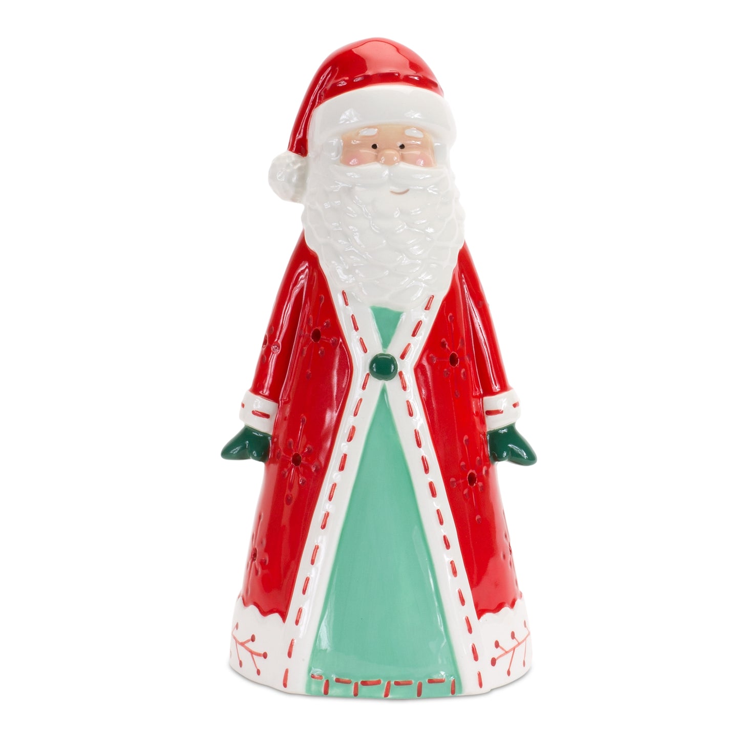 Ceramic Santa Tea Light Holder 10.25"H