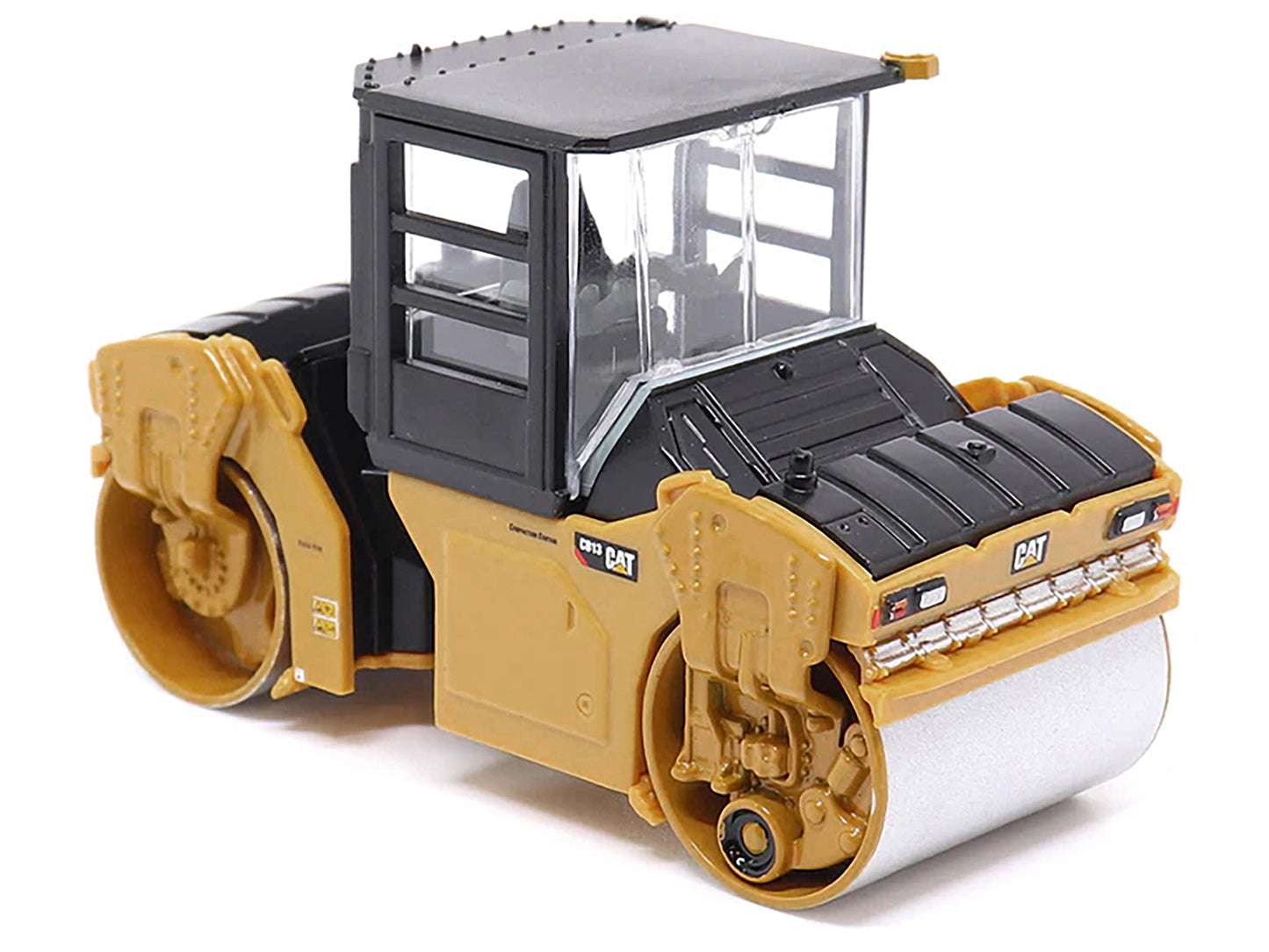 Diecast Masters CAT Caterpillar CB-13 Tandem Vibratory Roller with Cab Yellow and Black 1/64 Diecast Model by Diecast Masters