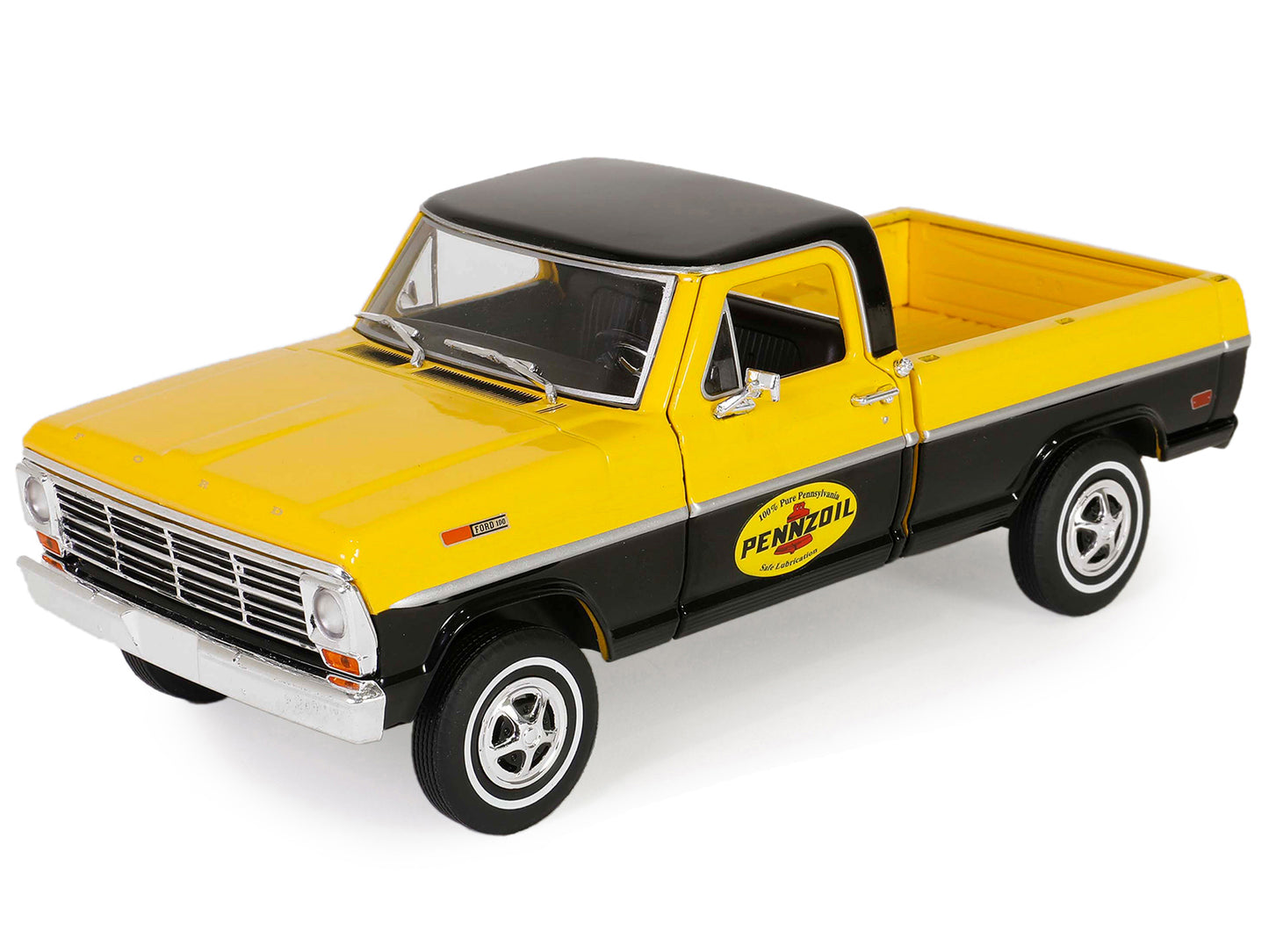 Greenlight 1969 Ford F-100 Pickup Truck "Pennzoil" Yellow and Black "Running on Empty" Series 7 1/24 Diecast Model Car by Greenlight
